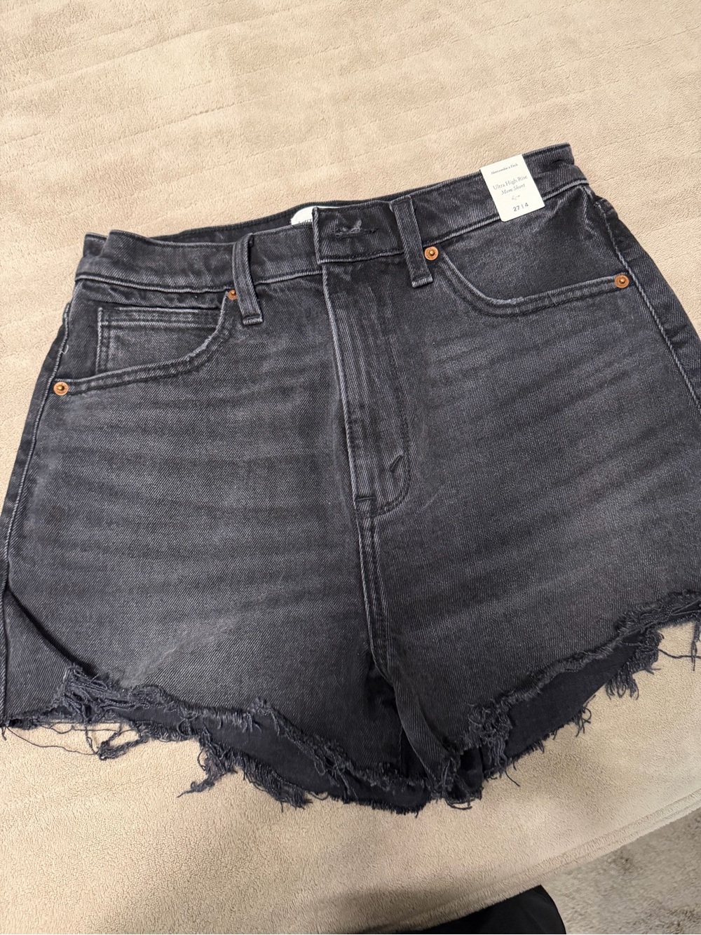 Abercrombie & Fitch Washed Black High-Rise Denim Cutoff Shorts